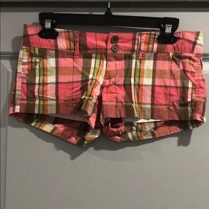 Hollister Pink and Brown Plaid Shorts